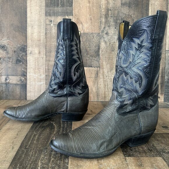 Panhandle Slim Vintage Teju Lizard Western Cowboy Boots Mens 11 D - Picture 2 of 12